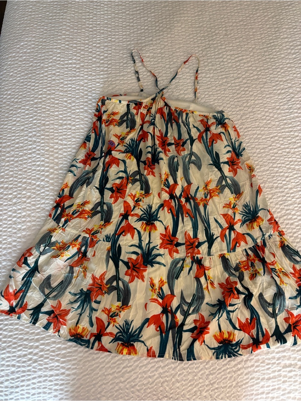 entro Cream Sundress with Orange & Green Floral Print